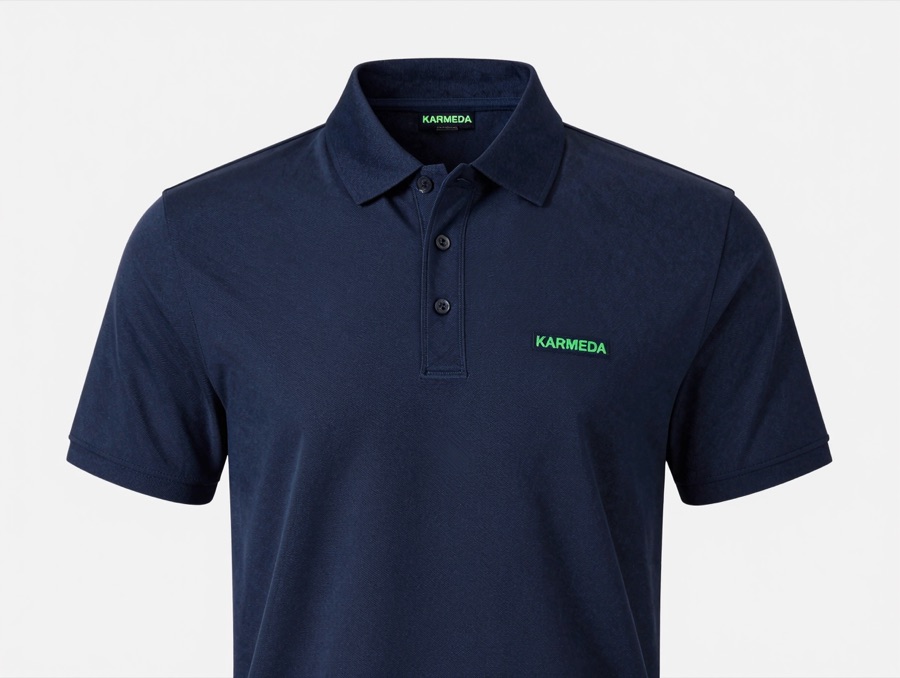 Polo shirt custom perusahaan bahan lacoste dengan bordir logo di dada kiri